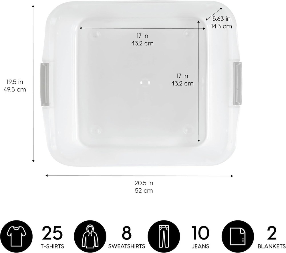 33 Qt Plastic Under Bed Storage Organizer Bin Container with Secure Lids and ...