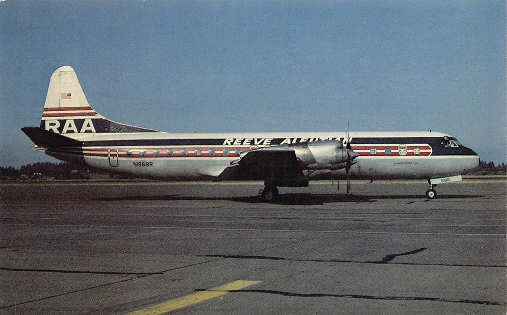 Airline Postcard        REEVE     ALEUTIAN     Lockheed      188C Electra