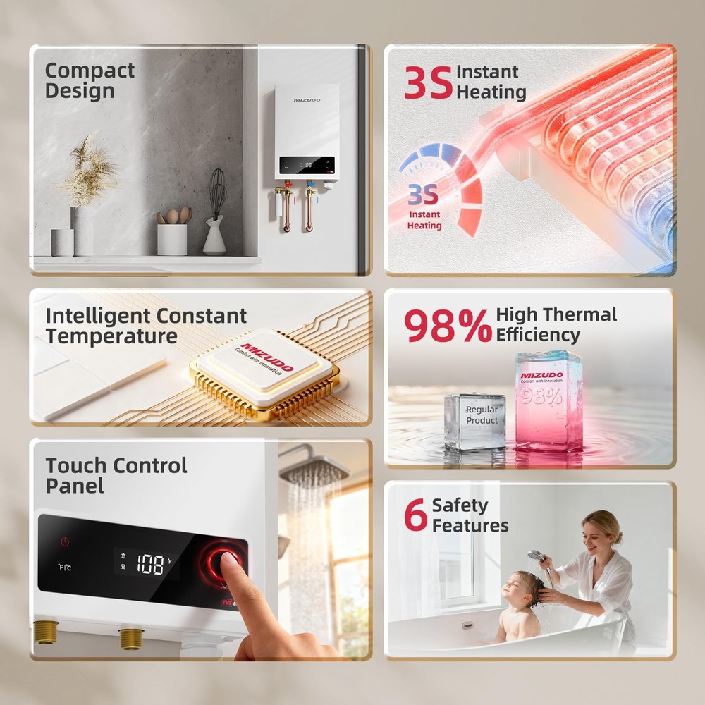 ** NEW Mizudo 11kW 240V Tankless Water Heater | 98% Efficiency | Compact Design