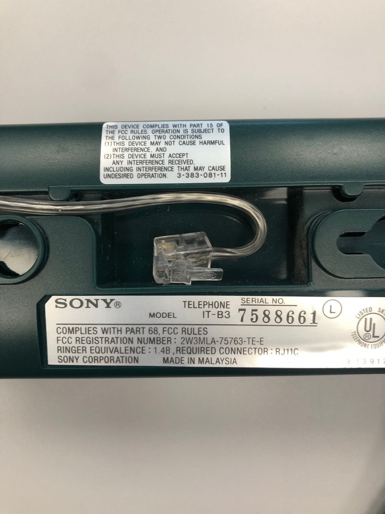 Sony IT-B3 Vintage Green Push Button Phone Tested-Works