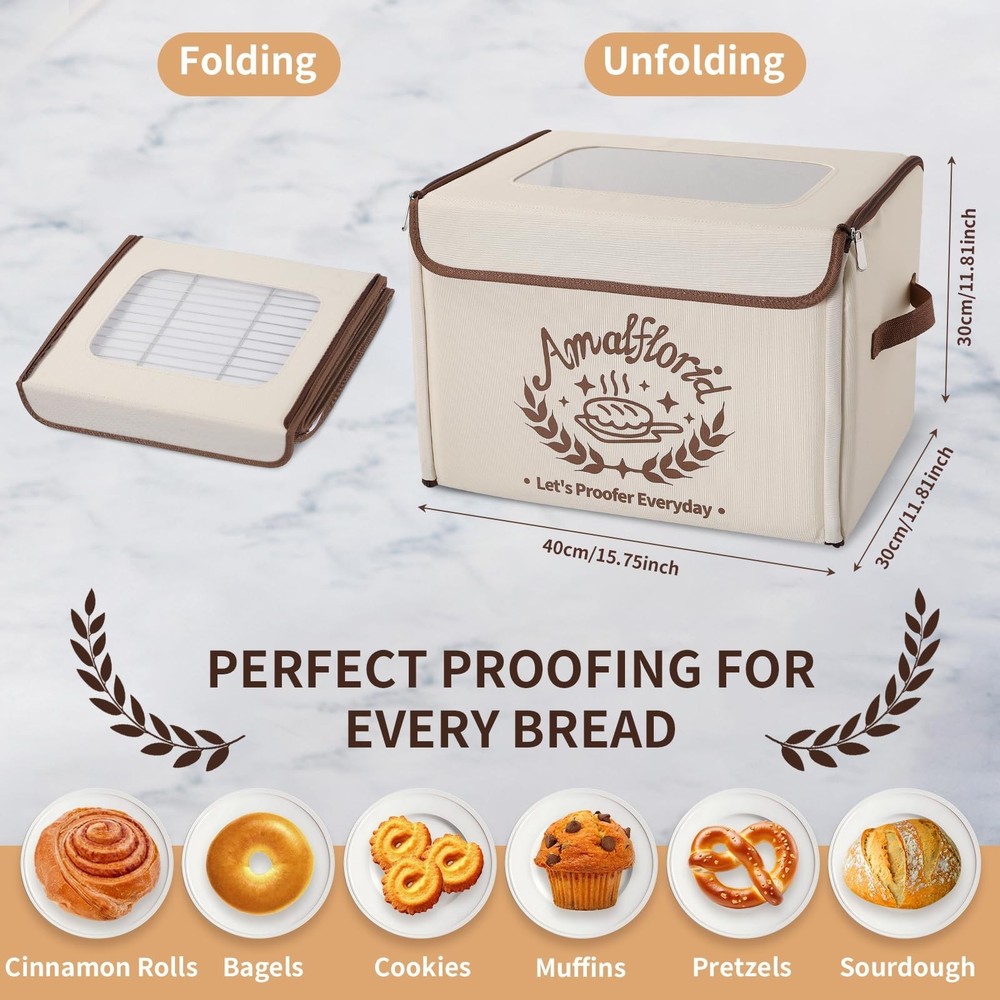 Folding Bread Proofing Box, Dough Proofer with 68-131℉ Temp Control & 99H