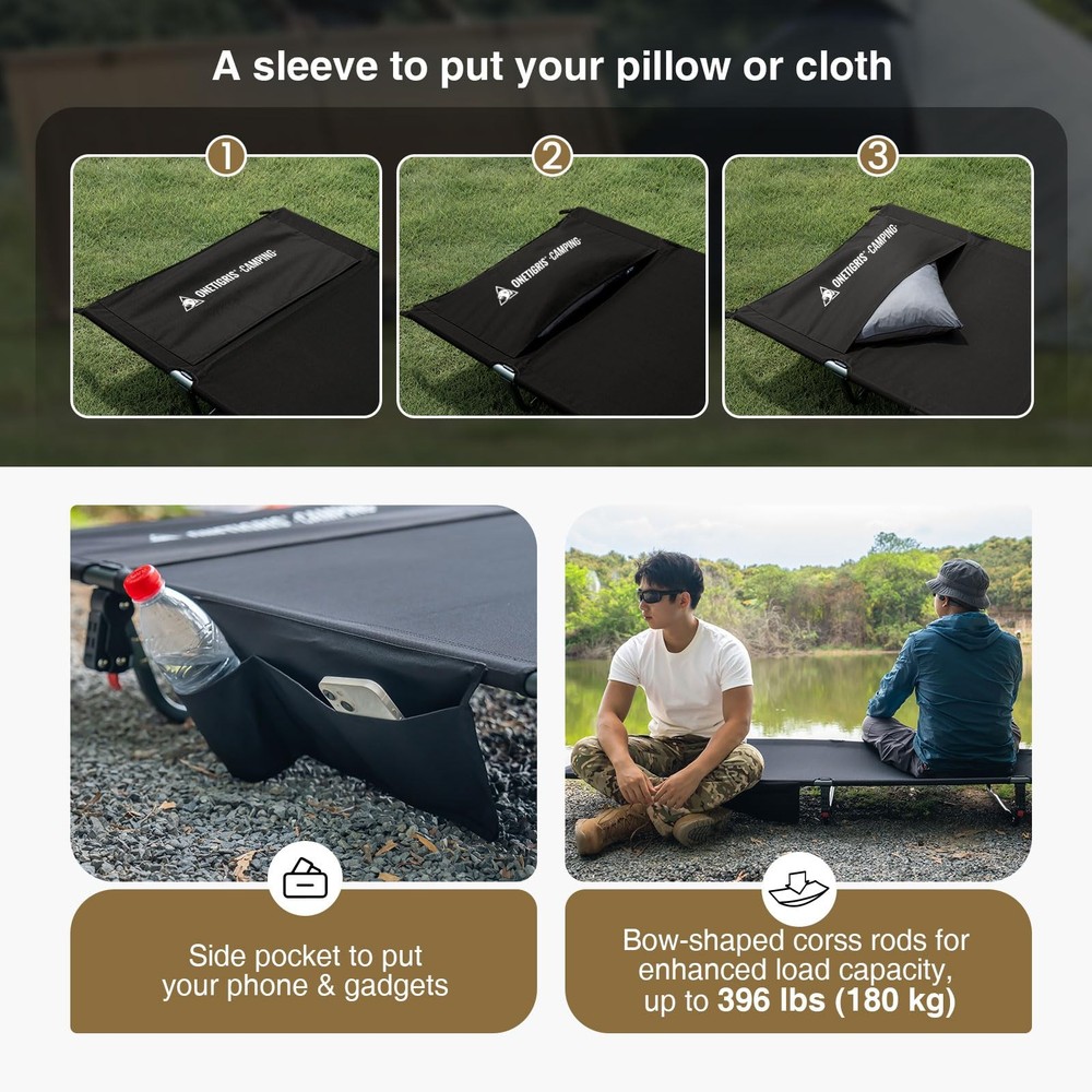 SUPRAGRIS Camping Cot, Support Up to 400lbs, Lightweight Comfortable Folding ...