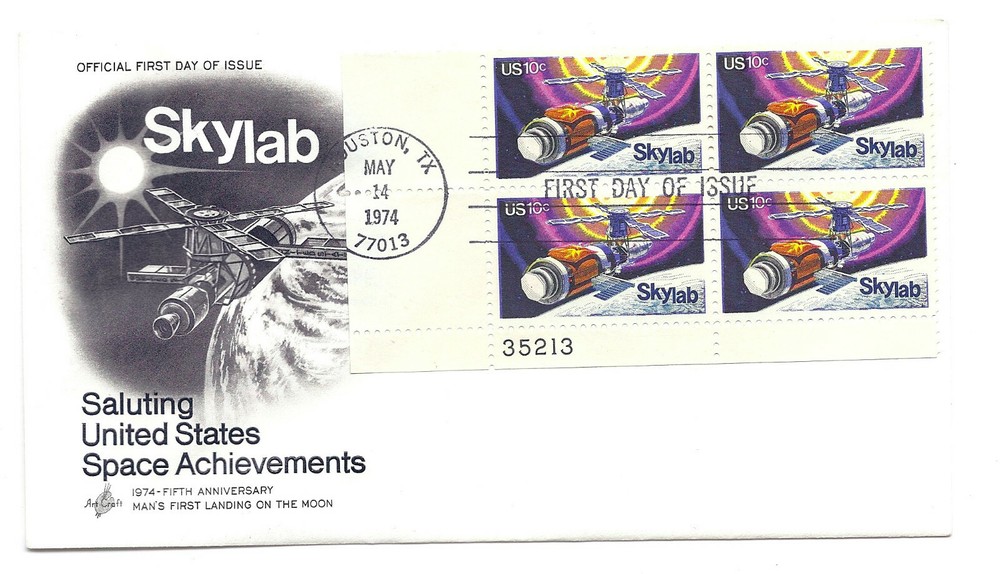 1529 Skylab, Artcraft plate block FDC