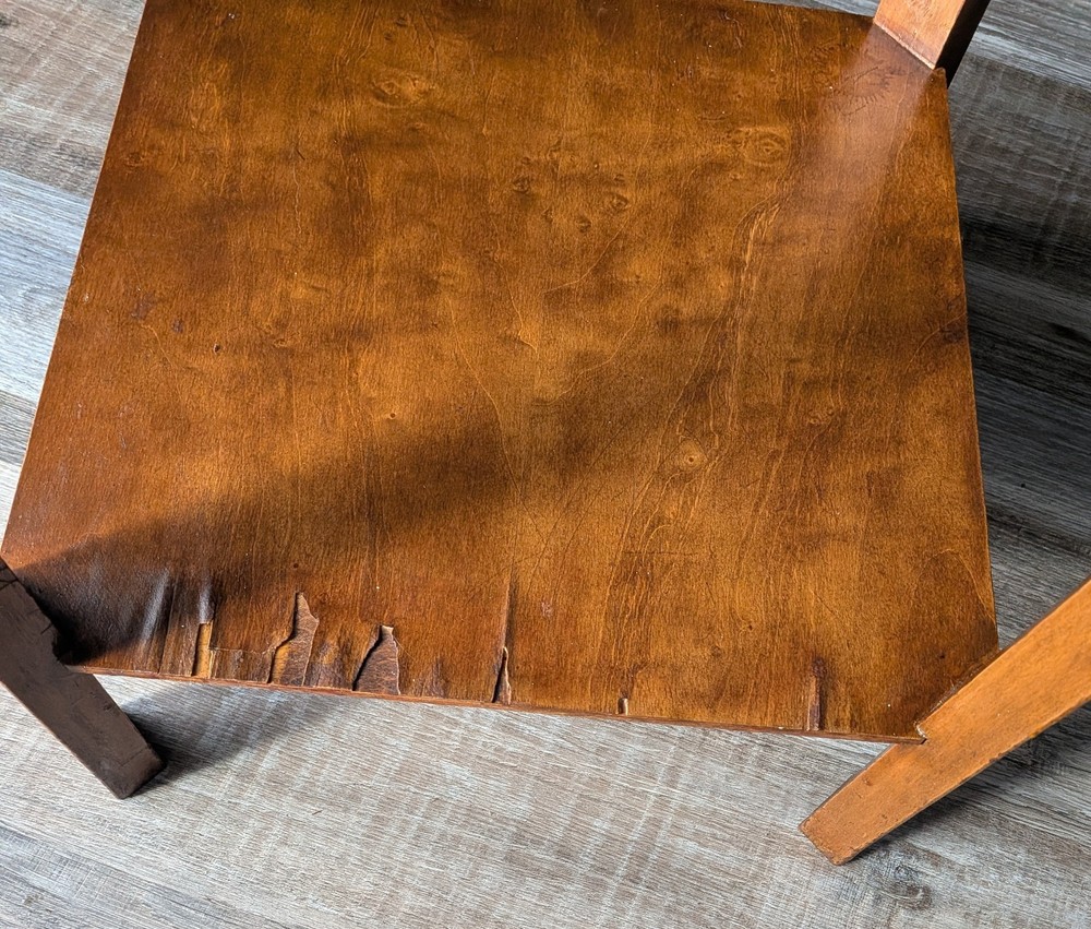 1930 Vintage Art Deco Walnut Waterfall Side Table Inlay