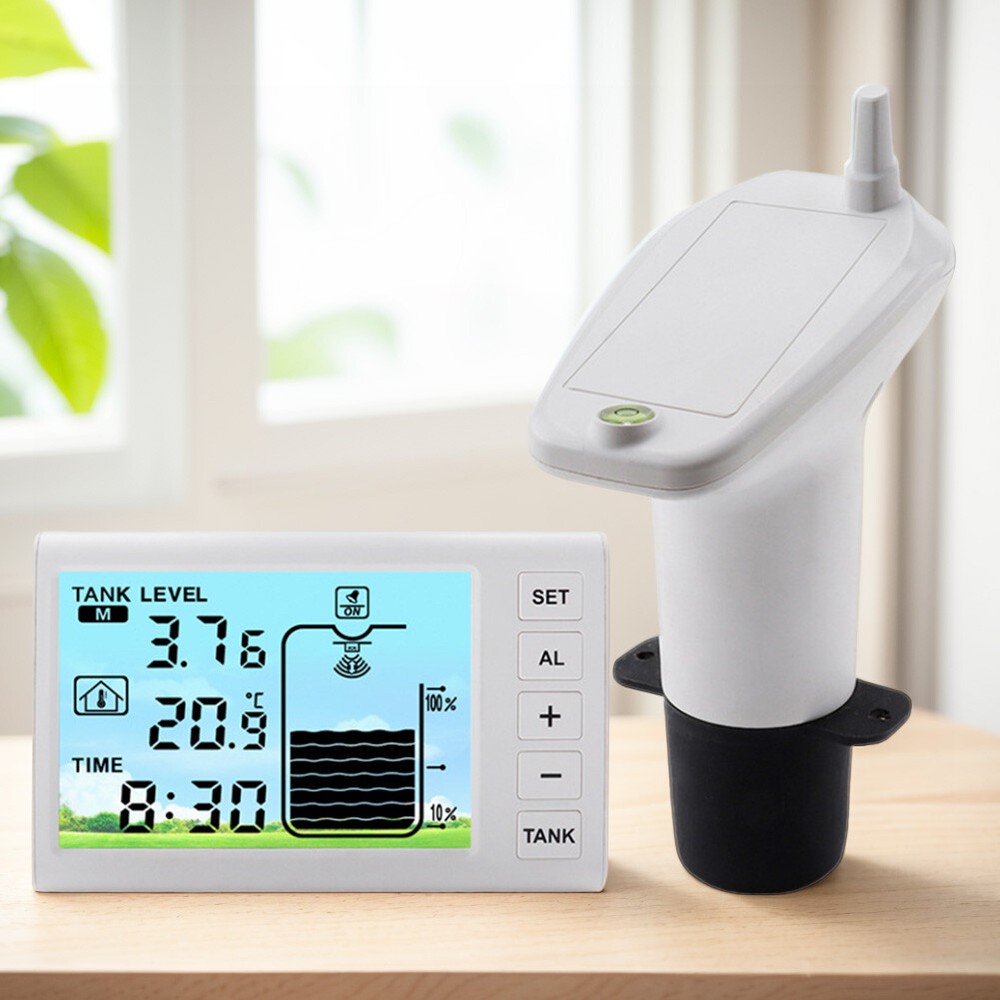 Ultrasonic Water Tank Liquid Depth Level Meter Temperature Sensor Time Display