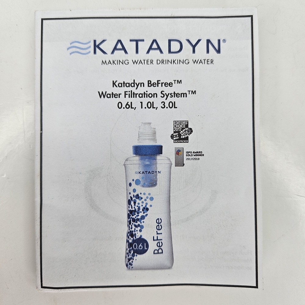 Katadyn BeFree Water Bottle Filter Purification Filtration System Instructions
