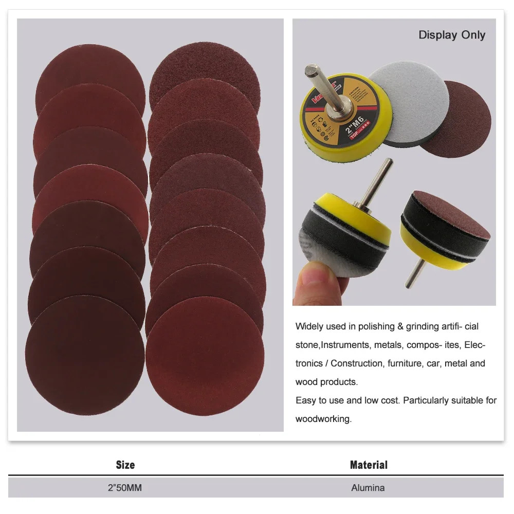 2inch 50mm Sanding Discs Round Shape Sandpaper 60-2000 Grit Hook Loop sand paper