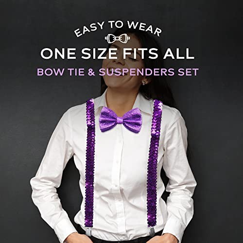 - Bowtie & Suspender Set - Sequin Purple