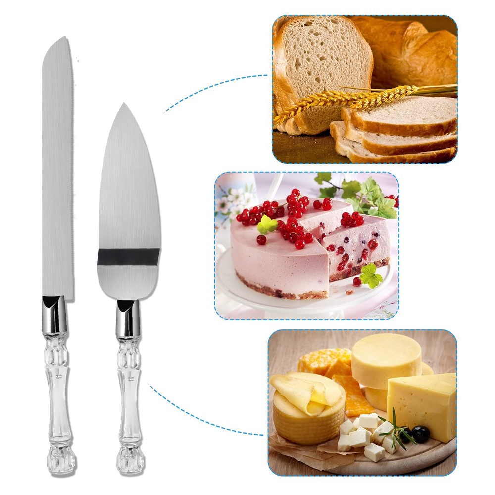 2PCS/Set Wedding Cake Knife and Server Set, Cake Cutting Set for Wedding with...