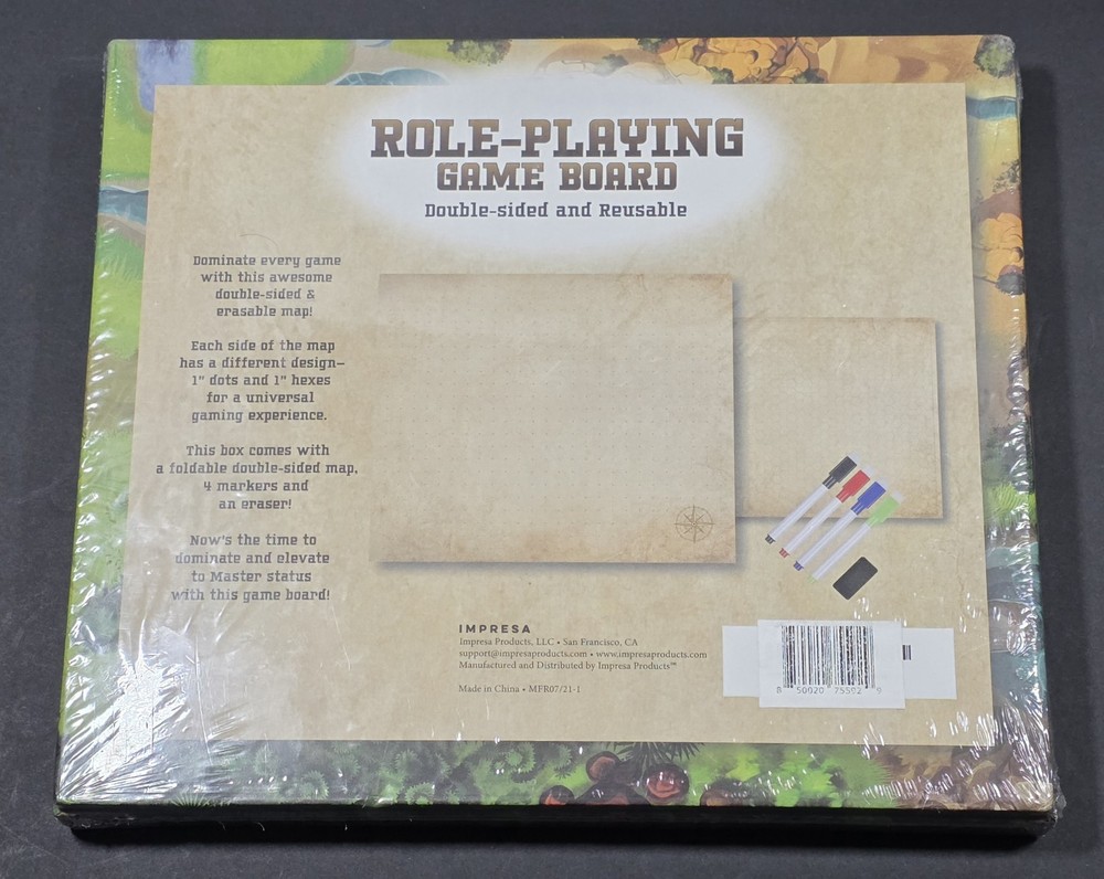 Impresa Role-Playing Game Board Double-Sided Reusable Map 1" Hex & Dots RPG D&D
