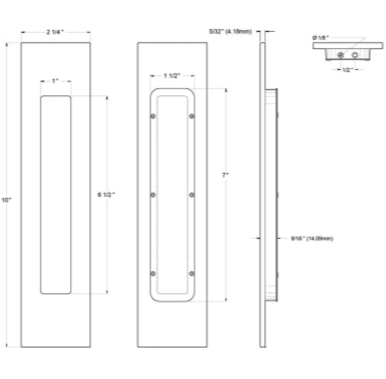 Flush Pull Heavy Duty , Rectangular, 10 Inch in 12 Finishes by Deltana