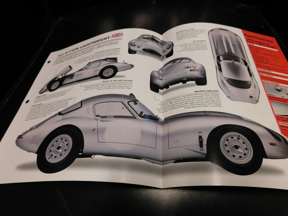 1963 Jaguar E-Type Lightweight Spec Sheet Brochure Photo Poster