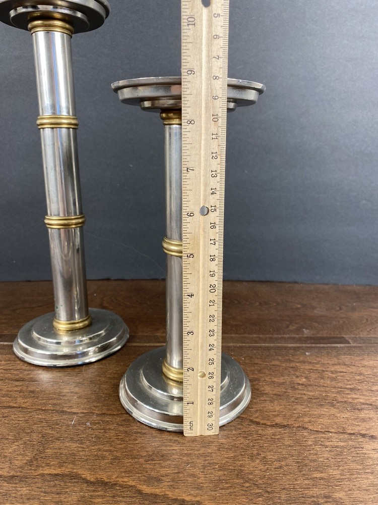 Mid Century Machine Age Deco Candle Stick Holder Set MCM