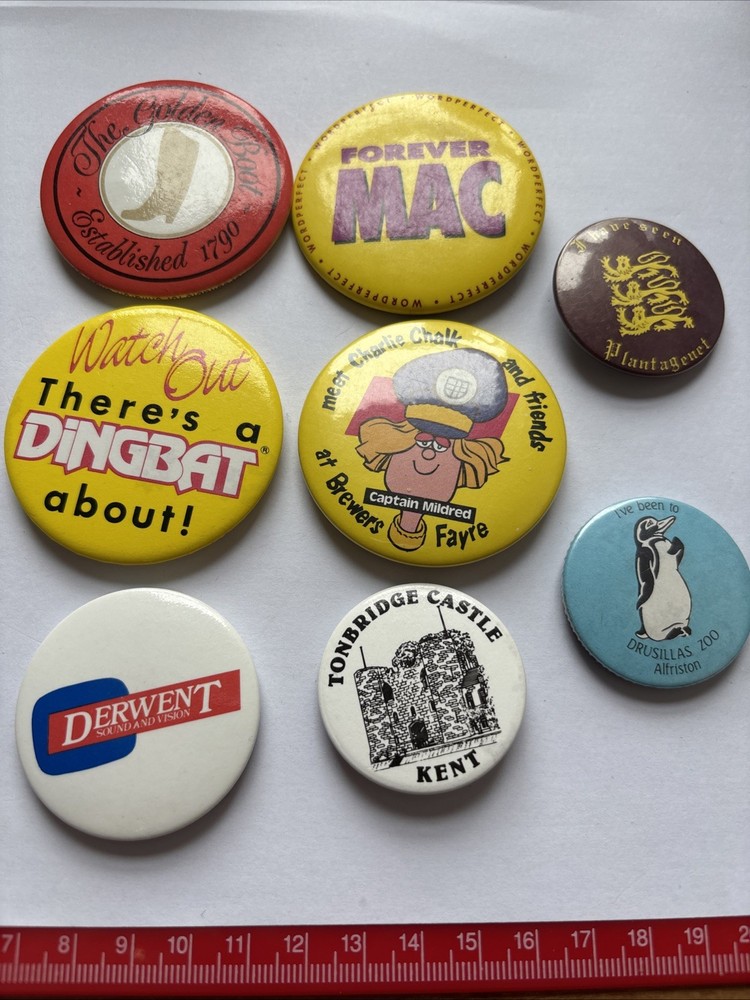 Eight Mixed Pin Badges.