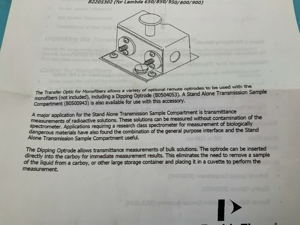 PerkinElmer Mono-Fiber Transfer-Optic for Lambda Spectrometers
