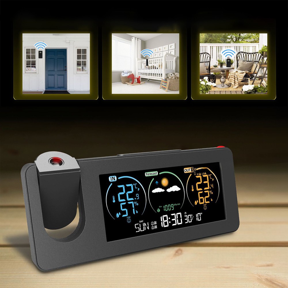 Alarm Clock Digital Clock Projector On Ceiling With Indoor Outdoor Temperature