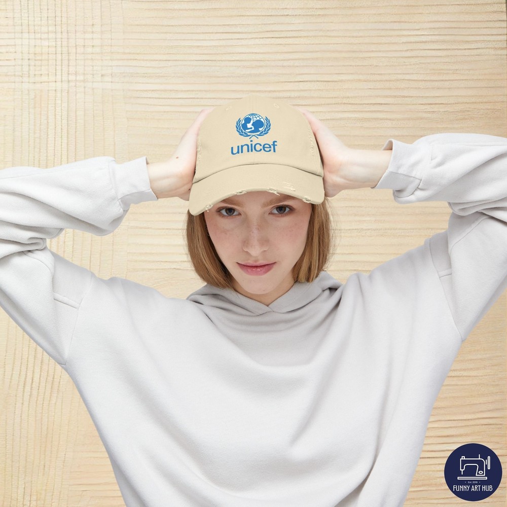 Unicef Logo Unisex Distressed Cap