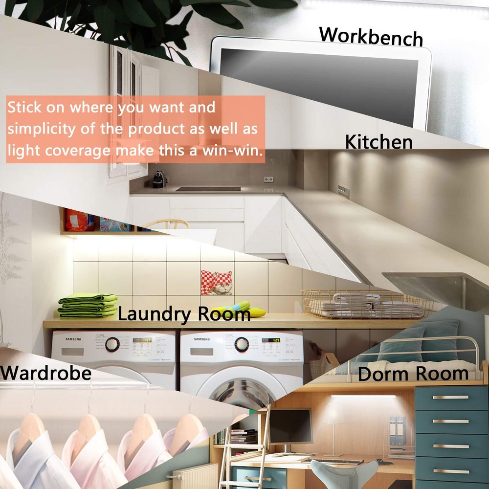 Under Cabinet Light, 12 Inch Plug in LED Closet Light with Memory Function, Cold