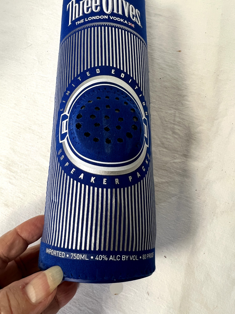 Three Olives Vodka Limited Edition Speaker Pack Bottle Cover 2013 Empty Bottle