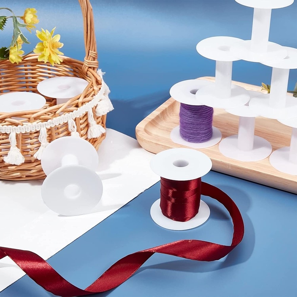 20pcs Empty Plastic Spools, 2 Inch Ribbon Spool White Wire Spools Thread Stri...