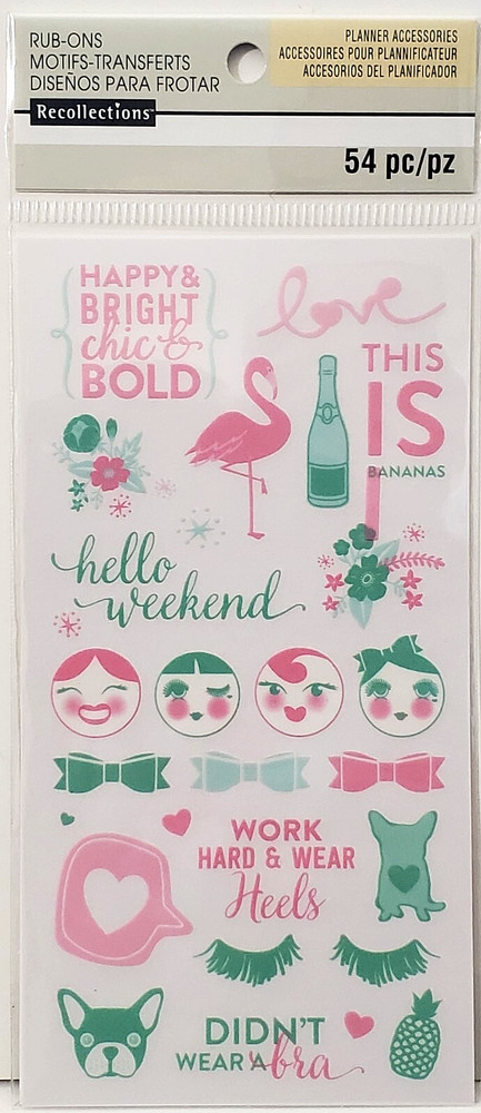 RECOLLECTIONS Planner Accessories Rub-Ons - HELLO WEEKEND - 54 pcs