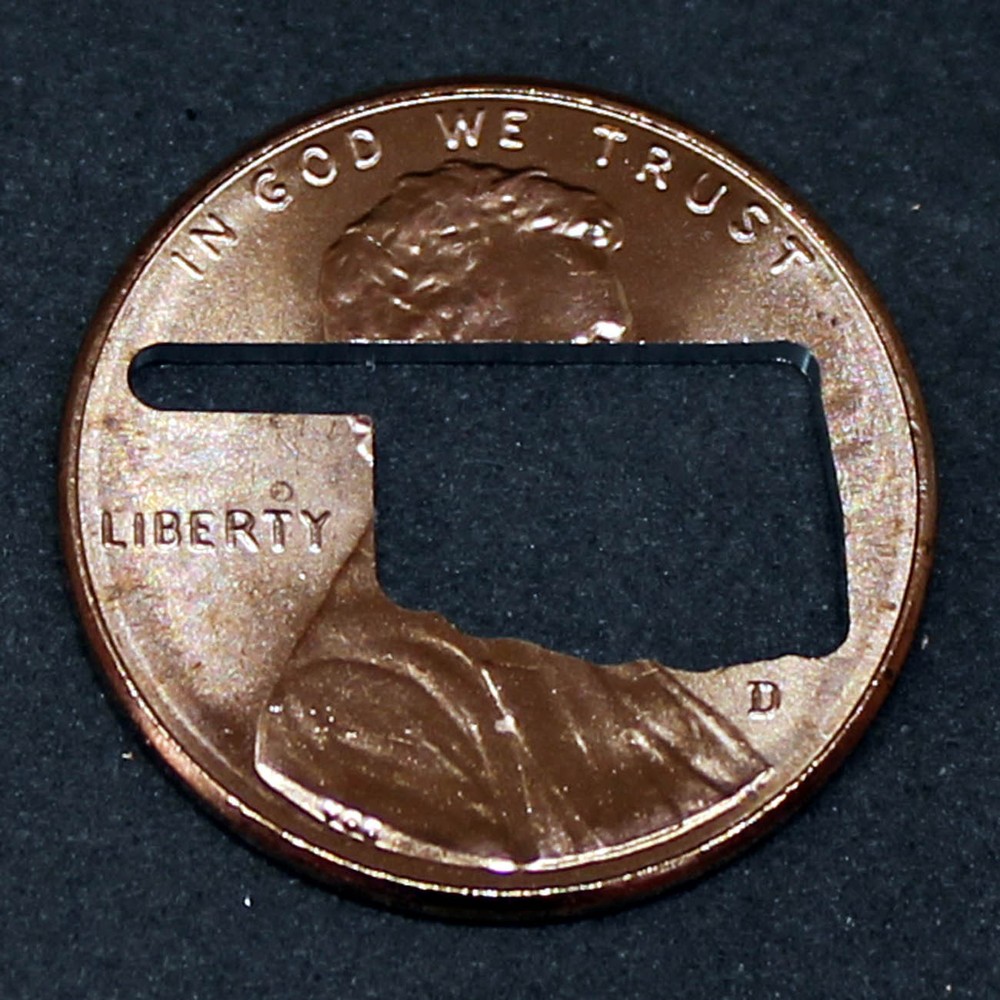Lucky penny with Oklahoma cut out