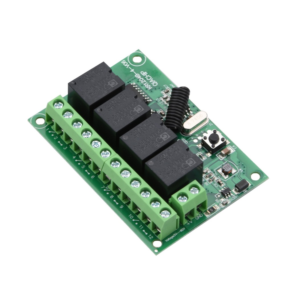 DC 4CH Channel 443MHz Wireless RF Remote Control Relay Switch With 2 Receiver
