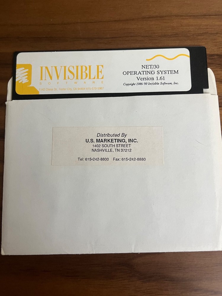 Invisible Software Net/30 Operating System Version 1.61 5.25" Floppy (UNTESTED)