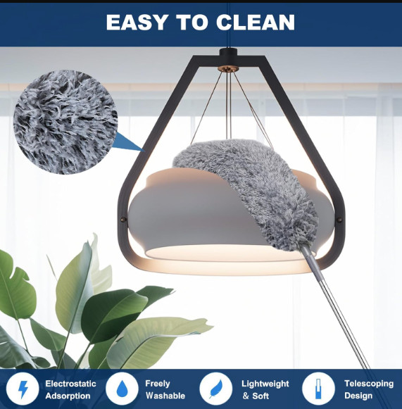 Microfiber Duster Cleaning Brush Dust Cleaner Bendable Handle Soft Extendable