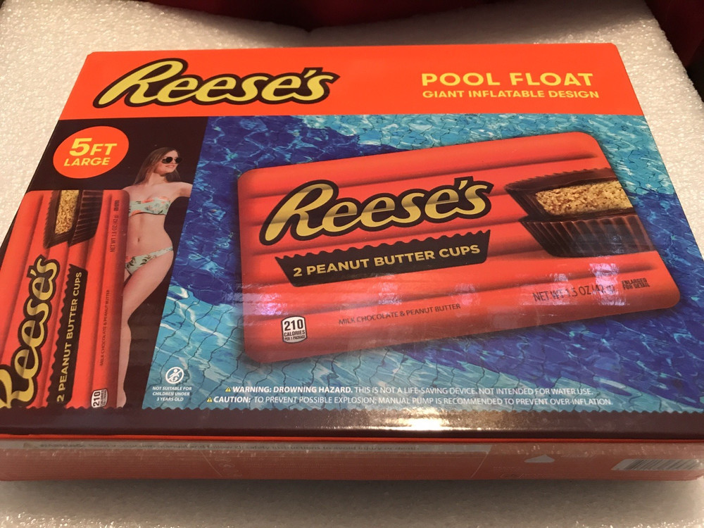 Reese's Peanut Butter Cup Chocolate Pool Float Inflatable 5 Feet Long🎠🍭🍬💎