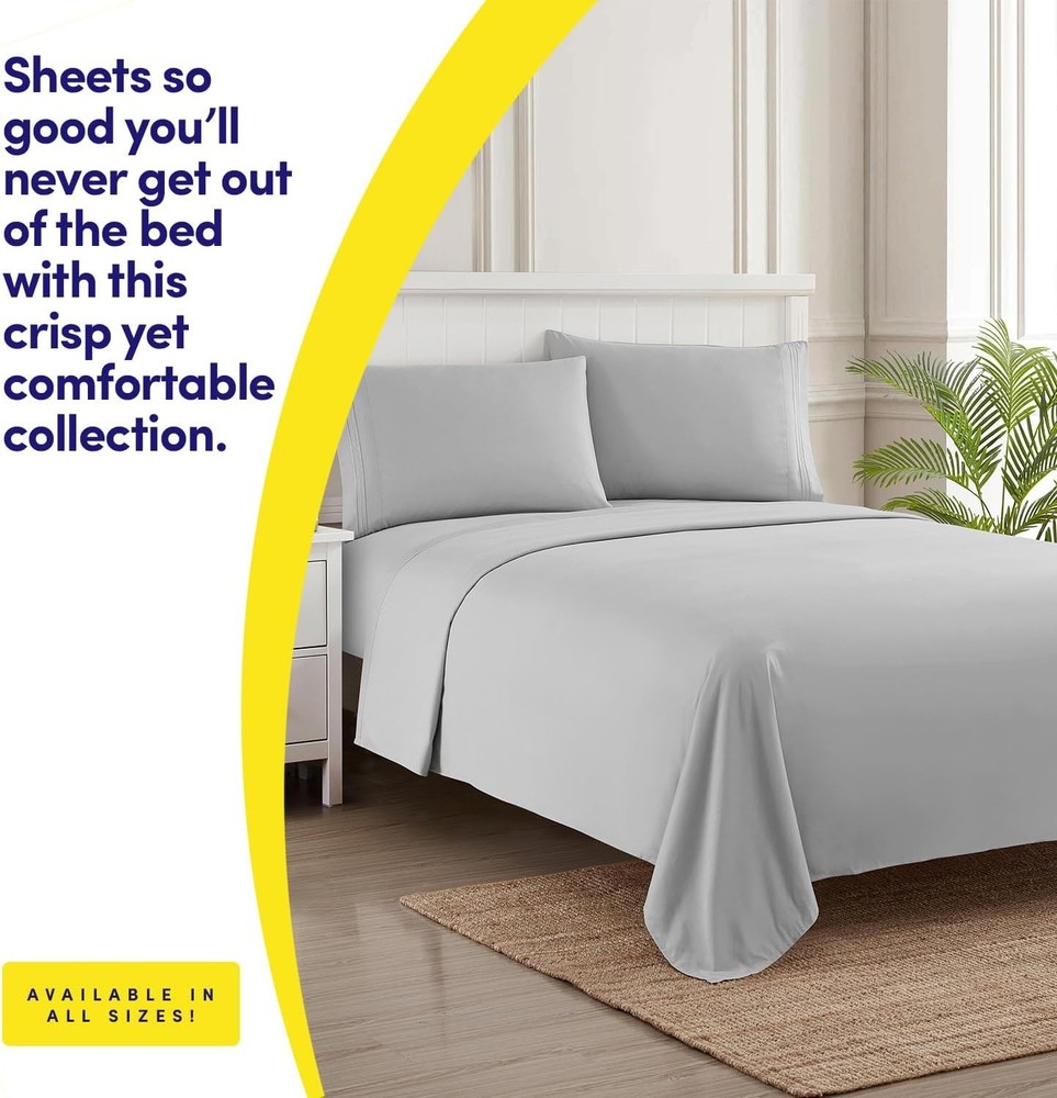 1500 Supreme Collection Queen Sheet Sets Light Gray Silver - Hotel Bed Sheets