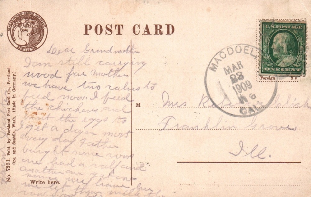 1909 Macdoel, CA - Card - F16761