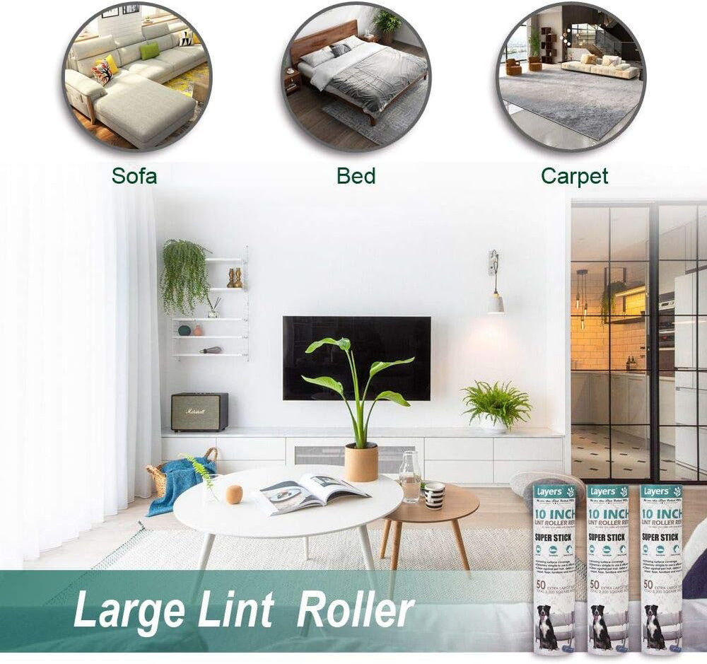 Large Lint Roller Refill, Suitable for Most Large Rollers，Mega Rollers, 10 in Wi