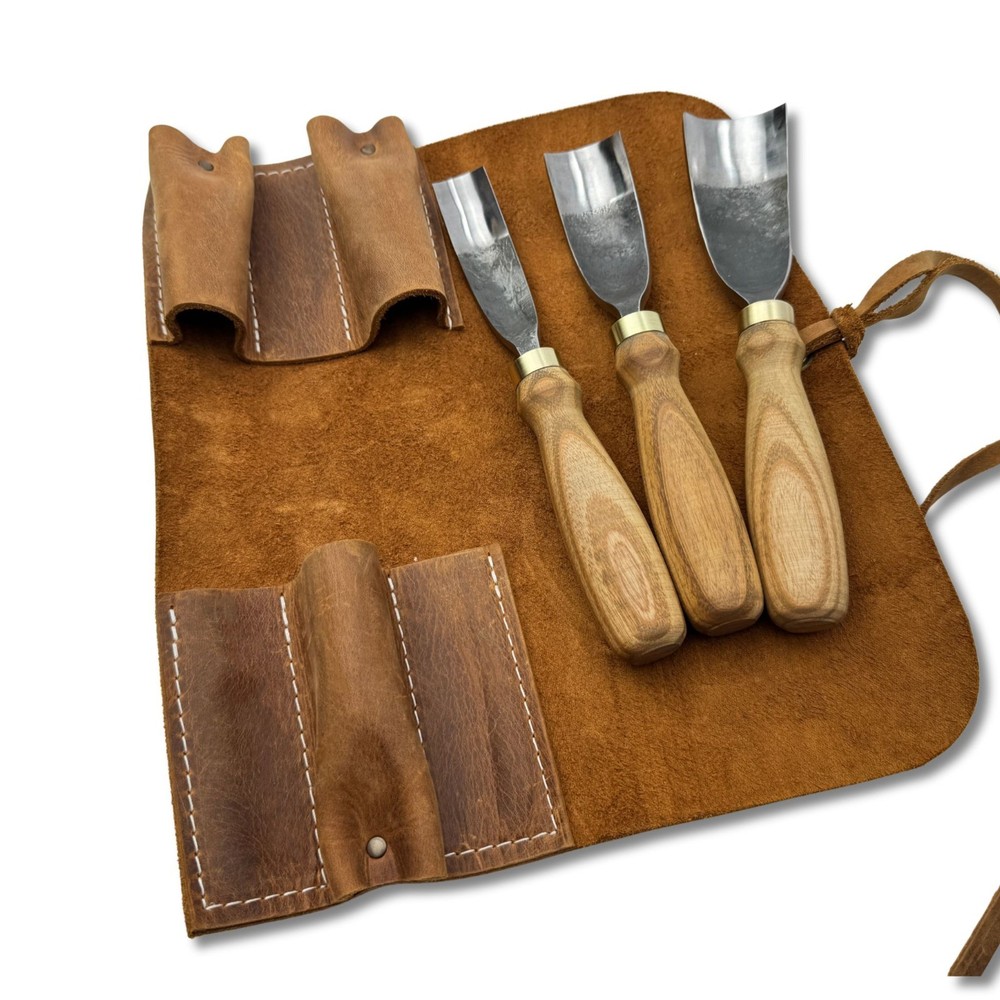 Hand-Forged Bent Gouges – 52100 Steel Blade, Ash Handles, Spoon and Bowl Carving