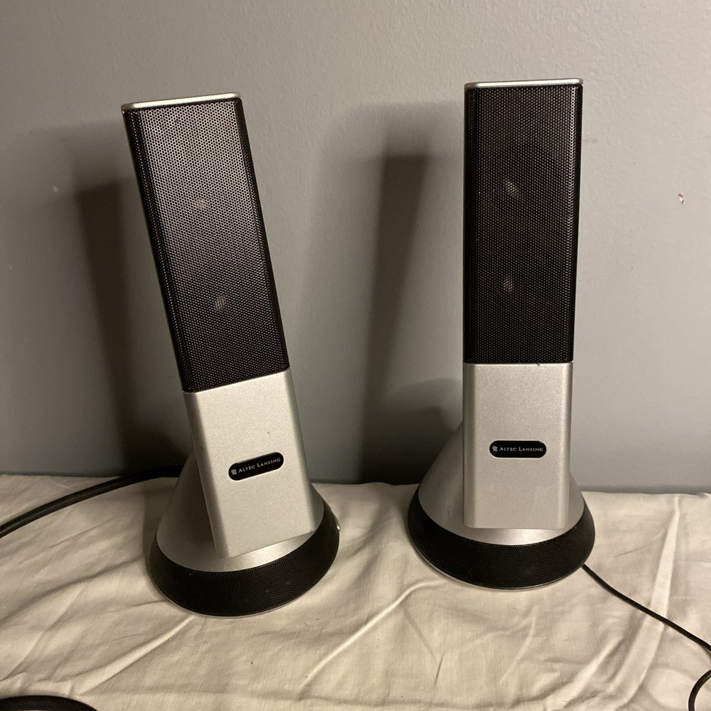 Altec Lansing - Desktop Speaker Set Silver Black Wired Computer Speakers VS4221