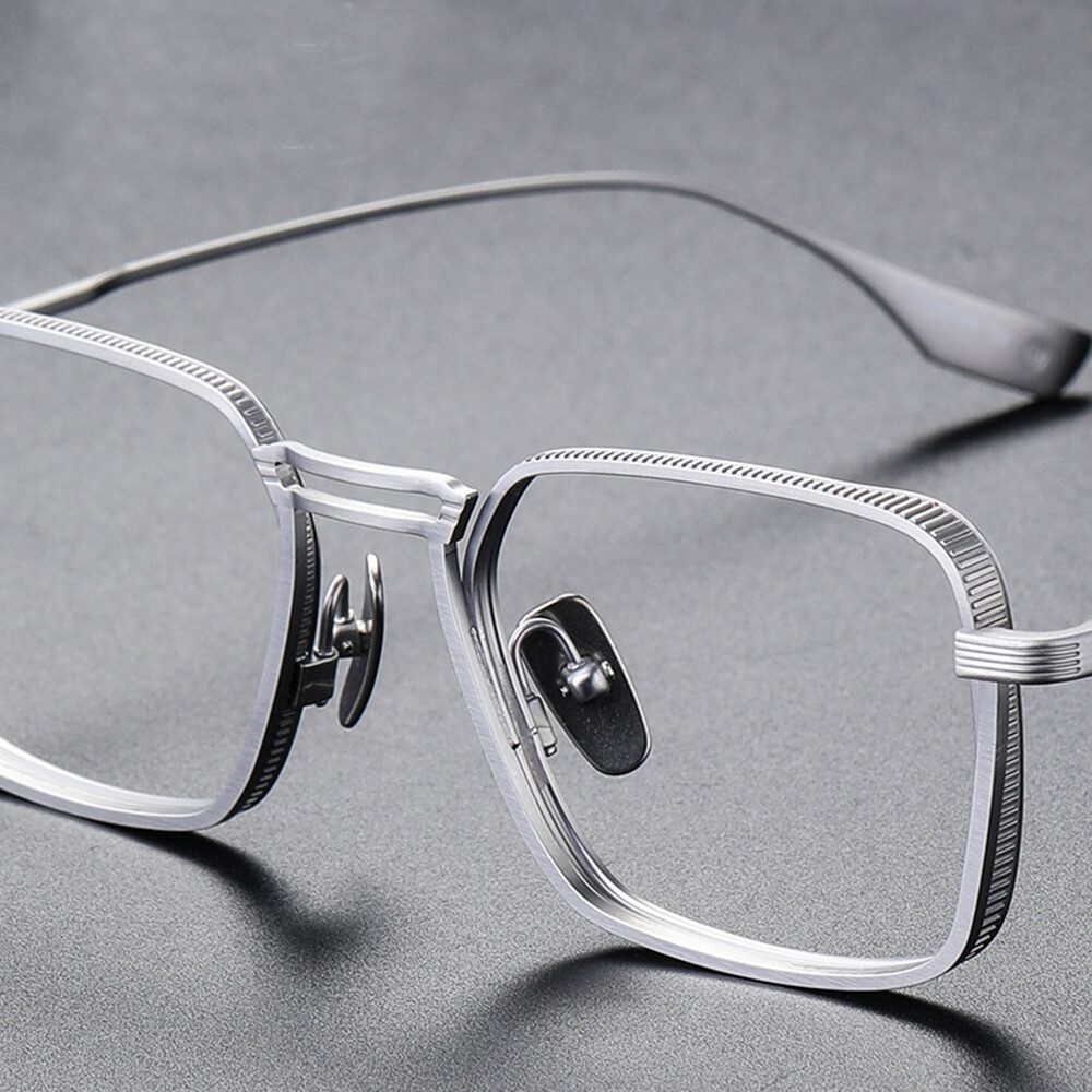 Man Handmade Pure Titanium Retro Square Eyeglasses Frame Ultra Light Spectacle