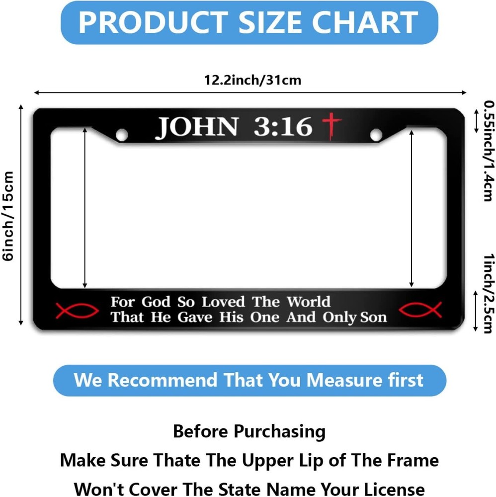 John 3:16 Christian Religious License Plate Frame