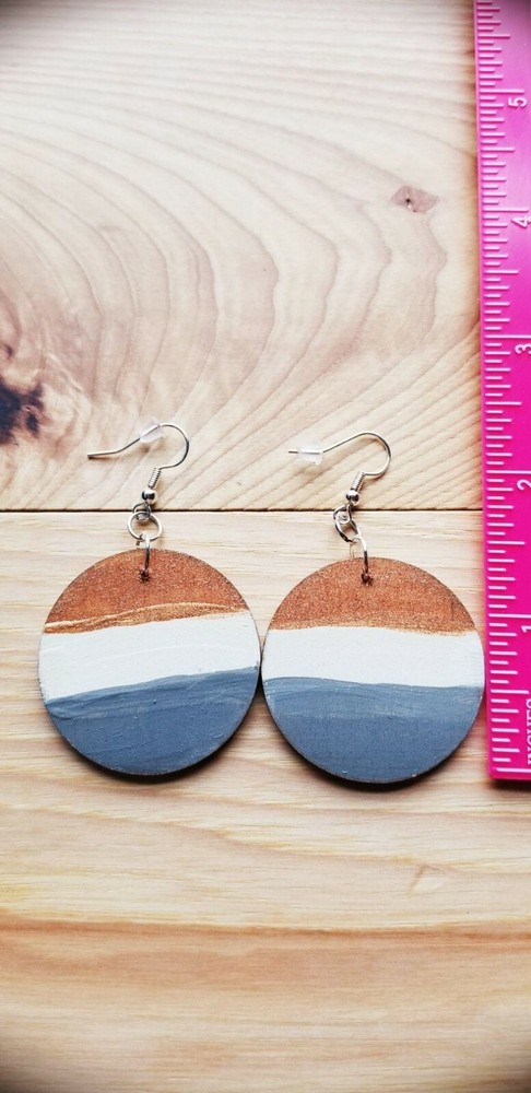 Blur Abstract Grey Copper Earrings