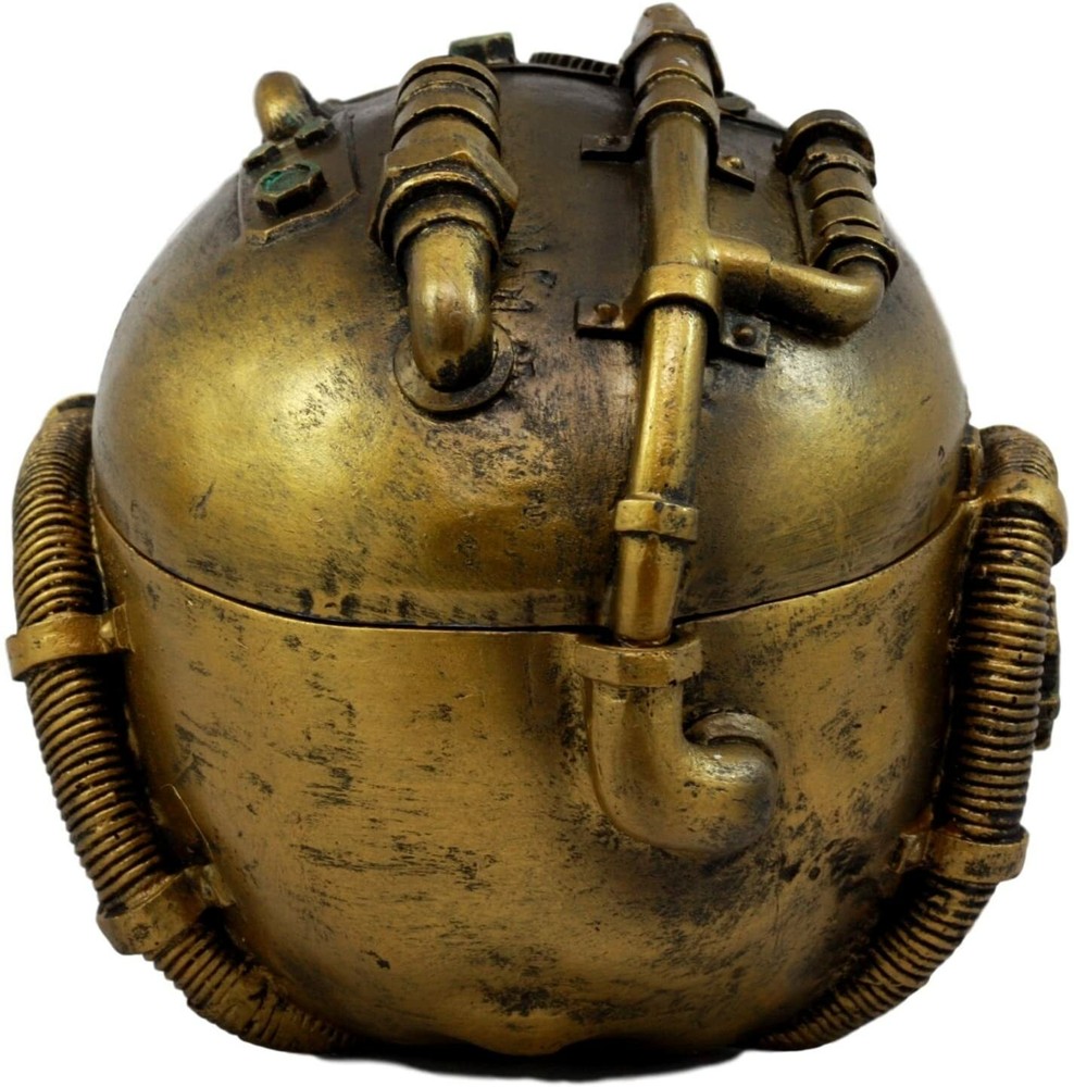 Steampunk Skull Box Robotic Gearhead Half Head 7.5" Long Container Keepsake Box