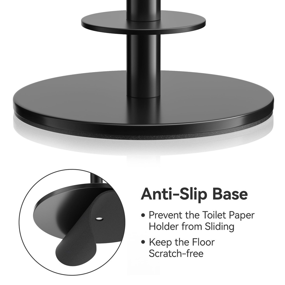 Black Toilet Paper Holder Stand for Spare Rolls Storage, Matte