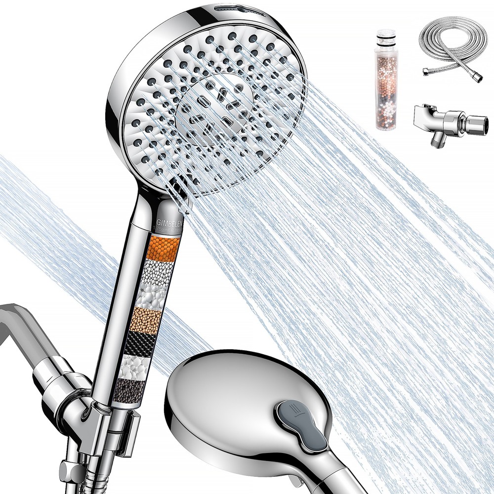 Handheld Shower Head with Filter Replacement Adjustable Bracket 72"Hose 9 Modes