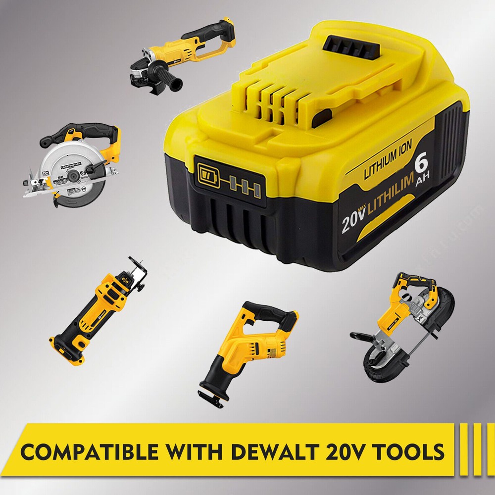 Replacement 20V For Dewalt 20Volt Max Lithium Ion Battery DCB206-2 DCB207-2