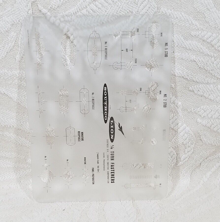 SOUTHCO LION TURN FASTENERS TEMPLATE ENGINEERING DRAFTING ARCHITECT TOOL GUIDE