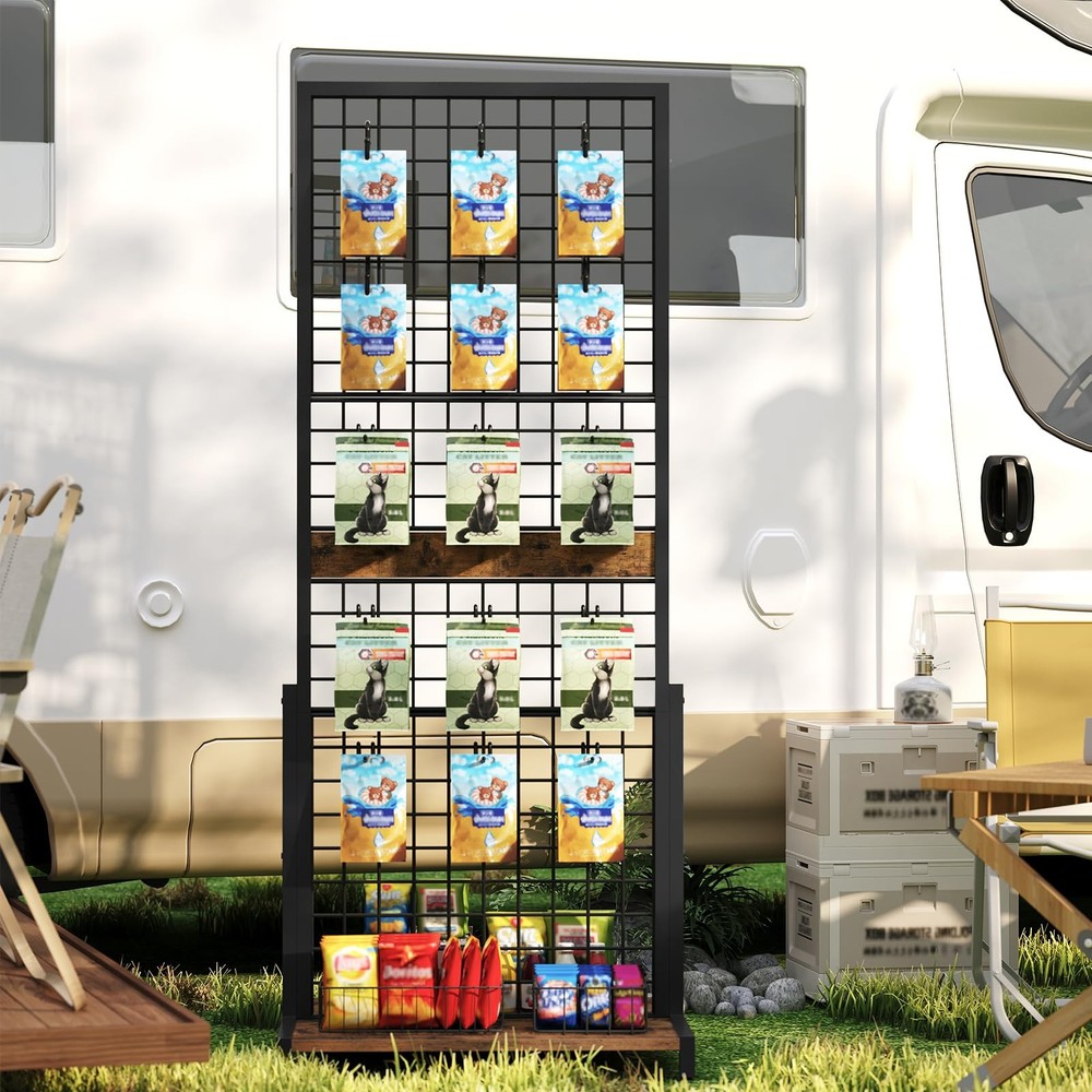 Grid Wall Panel 1.7' x 5.6' Ft Grid Display Rack, Gridwall Panel Display Stan...