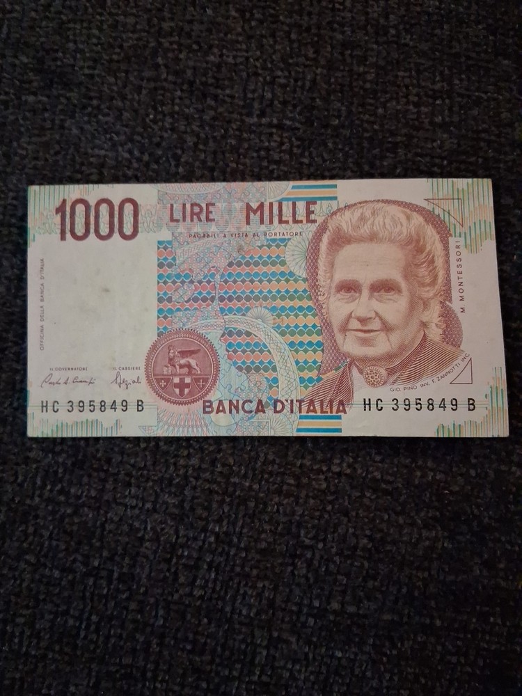 1000 Italian Lire Banknote 1990 Uncirculated Condition
