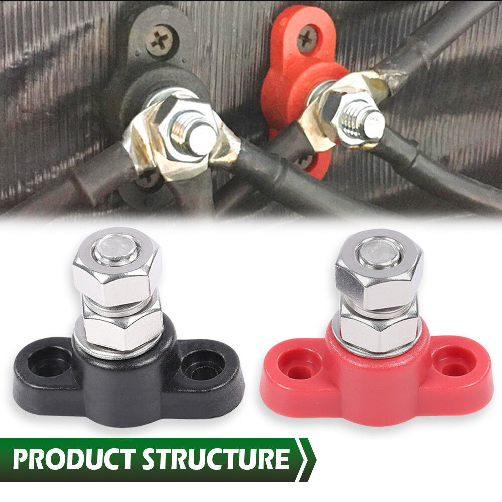 Red & Black Junction Block Power Post Set Insulated Terminal Stud 3/8"