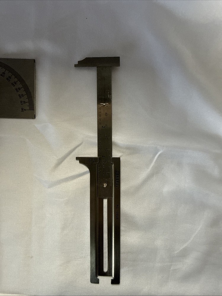 GENERAL HARDWARE MACHINISTS PROTRACTOR , CALIPER, POCKET RULER, 3 PC SET - Nice!