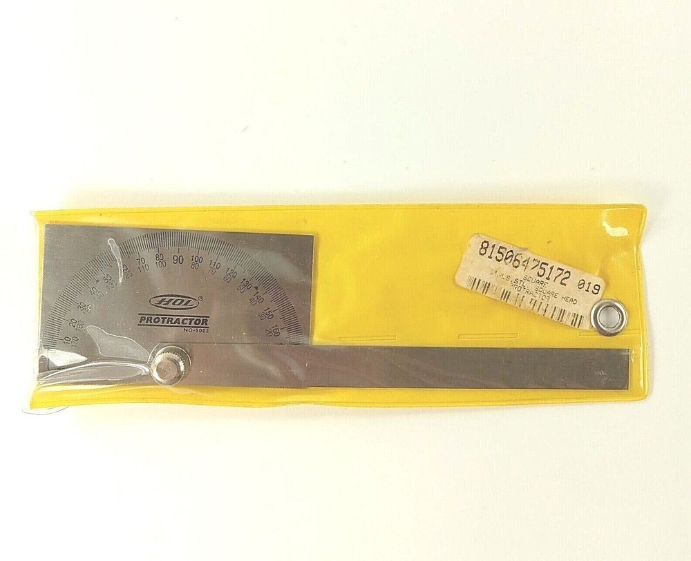HOL 5002 Stainless Steel Rectangular Square Head Protractor with Plastic Bag