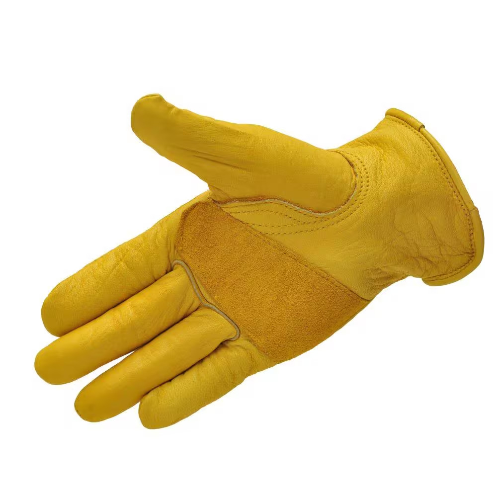 Premium Genuine Cowhide Medium Leather Gloves with Reinforced Patch Palm (3-Pair