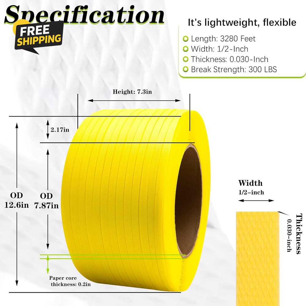 Poly Strapping, Packaging Banding Strap, Pallet Strapping Roll 3280' Length